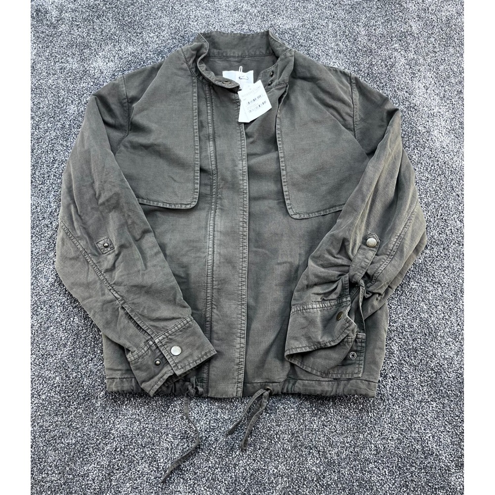 New Caslon Army Green‎ Jacket Zip Up Size Petite Medium NWT